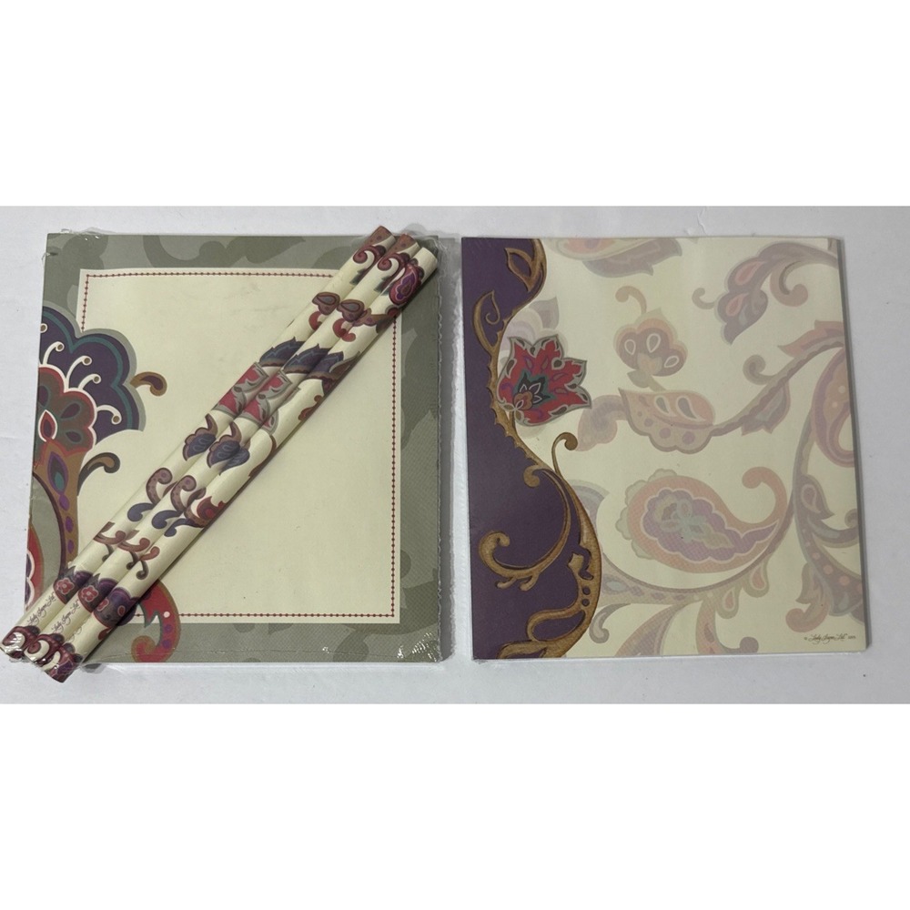 Lady‎ Jayne Ltd Vintage Notepad Pencils Set Paisley Scroll 2005 Sealed NEW